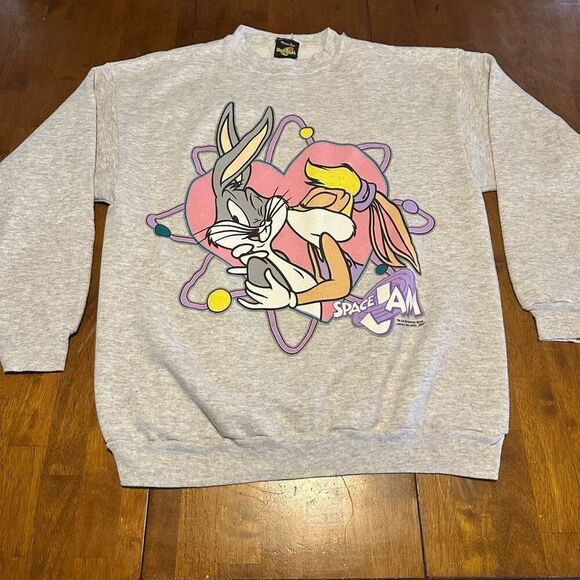 Vintage 90s Looney Tunes Bugs Lola Bunny Love Crewneck Sweatshirt Adult Size L - Picture 1 of 8